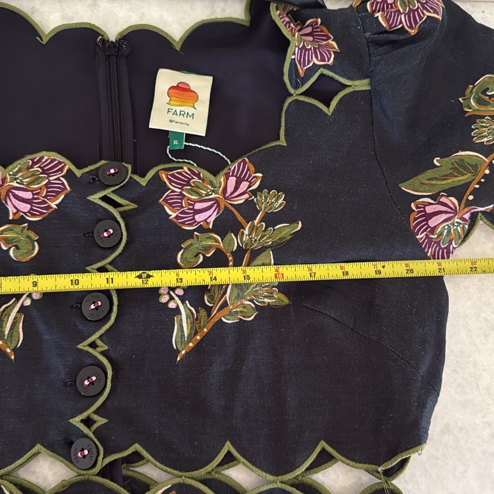 FARM Rio Black Maxi Dress with Pink and Green Embroidery - Picture 11 of 12